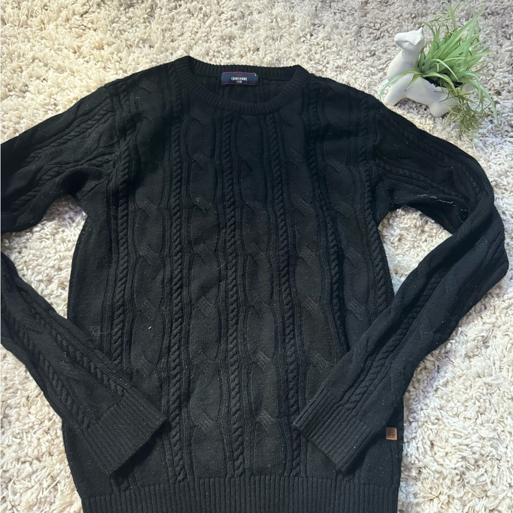Crimsoune Club extra nice evening Men’s Black cable knit sweater - super…